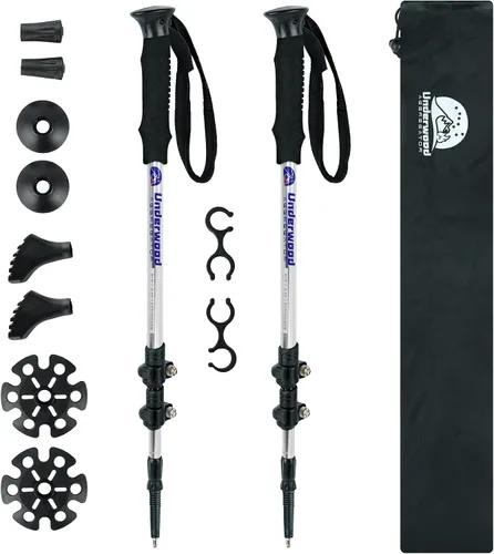 Miniatura 11 de Bastones de senderismo plegables – Paquete de 2 bastones de senderismo ajustables de aluminio, bastones ligeros para mujeres, hombres, personas Negro