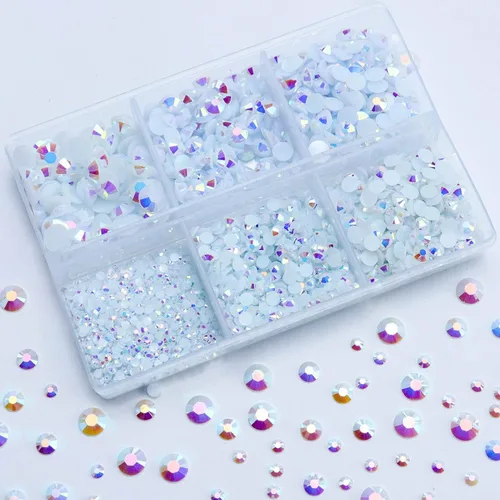 Miniatura 15 de 3000 PIEZAS de Brillantes de Resina con Dorso Plano, 2mm 3mm 4mm 5mm 6mm Rosa Claro AB, Brillantes de Resina en Gel con Dorso Plano para Vasos