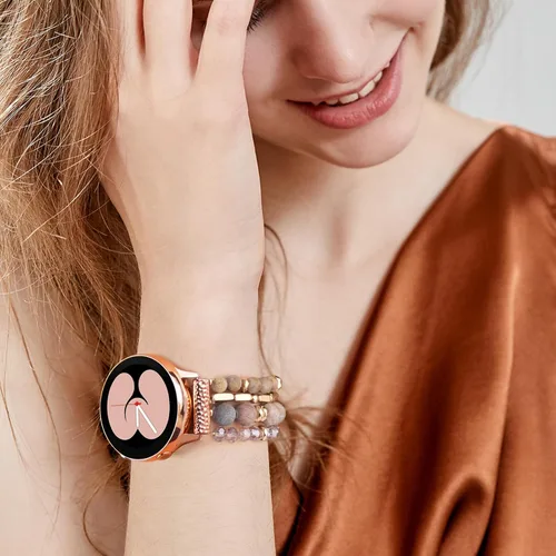 Miniatura 5 de VISOOM Beaded Boho Bracelet Compatible for Samsung Galaxy Watch 7/6/5/4 40/44mm Bands/Active 2 Watch 4 Classic 42mm Band Women, 20mm Handmade