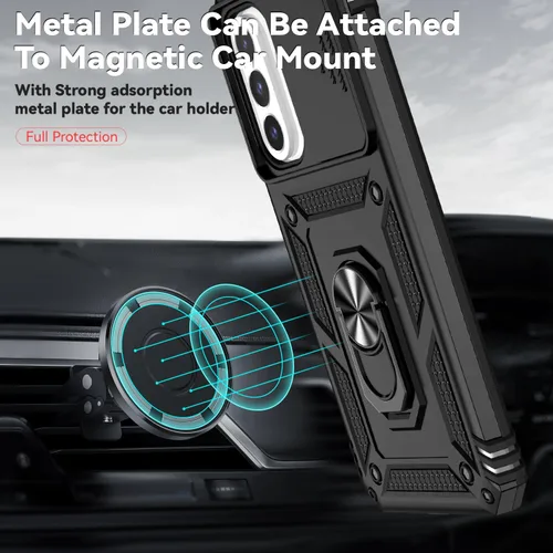 Miniatura 7 de Funda para Galaxy A26 con cubierta para lente de cámara, protector de pantalla HD, protección contra caídas de grado militar, soporte de anillo