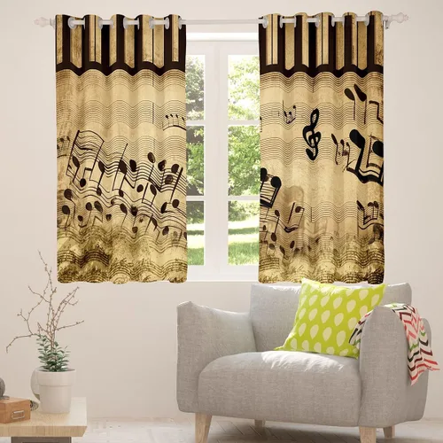 Miniatura 4 de Cortinas con teclas de piano, notas musicales, cortinas de ventana para niños, niñas, adolescentes, con patrón musical, cortinas de ventana