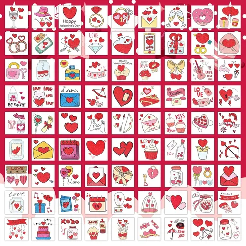 Miniatura 4 de EMOME 204 tatuajes con purpurina de San Valentín para niños, envueltos individualmente, tatuajes temporales para niñas, lindos tatuajes temporales