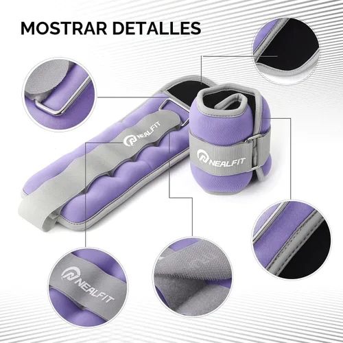 Miniatura 3 de NEALFIT Pesas de tobillo para hombres, mujeres y niños, pesas para piernas, brazos y muñecas con correa ajustable para correr, gimnasia, aeróbica