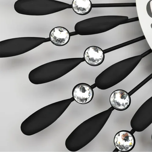 Relojes de pared de metal grandes, funciona con pilas, esfera blanca silenciosa sin tictac con plumas árabes, reloj de pared de lujo árabe, Negro