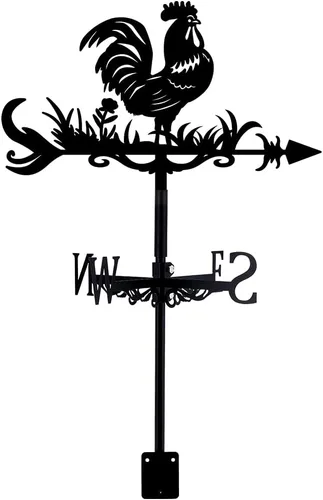 Miniatura 9 de SUPERDANT Veleta de cuervo para patio, veletas de viento de metal, soporte de techo para jardín exterior, veletas negras, granja, granero