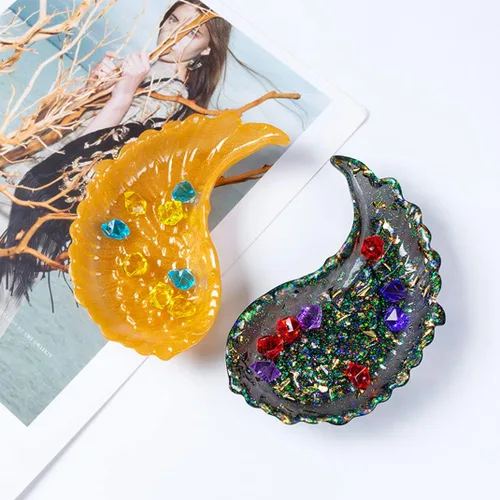 Miniatura 7 de iSuperb 2 moldes de resina para bandejas de alas, moldes de silicona con plumas de ángel, soporte para platos de almacenamiento de joyas, moldes