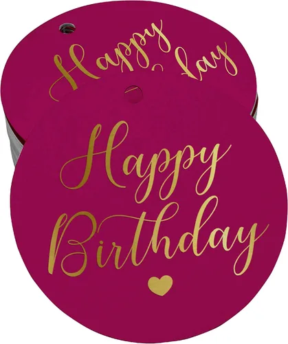 Miniatura 45 de Etiqueta de papel para colgar con texto en inglés «Happy Birthday» (50 unidades)