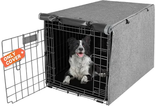 Miniatura 21 de X-ZONE PET Cubierta para jaula de perro de doble puerta - Cubierta para perrera de poliéster, se ajusta a jaula de alambre para perros de 24