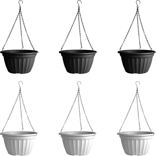 Miniatura 11 de FGstyle Paquete de 6 macetas colgantes de 8 pulgadas, macetas de riego automático para plantas de interior, cesta colgante de plástico con elevador
