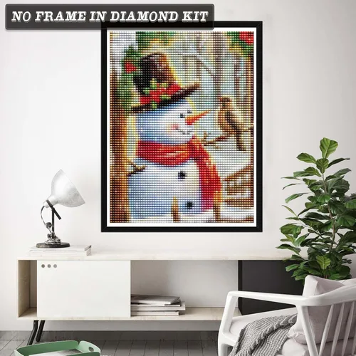 Wergund - Kits de arte de diamantes de imitación, muñeco de nieve de Navidad, kits de pintura de diamantes para adultos y niños, bordado de
