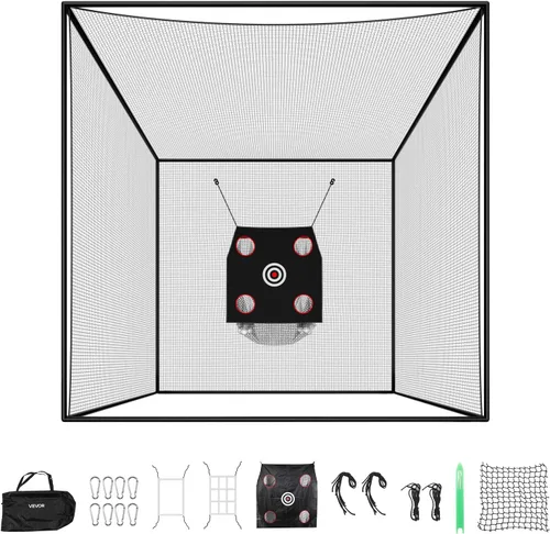 Miniatura 9 de VEVOR Jaula de bateo de béisbol, red profesional de entrenamiento de bateo de béisbol de sóftbol, resistente, resistente, cerrada, de polietileno