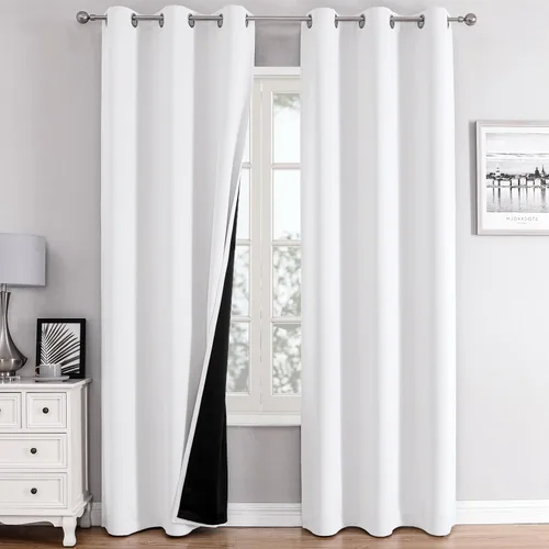 Miniatura 68 de ChrisDowa - Cortinas 100% opacas, para dormitorio, con forro negro, 2 capas gruesas, aislamiento térmico y ojales, 63 pulgadas de largo, juego de 2