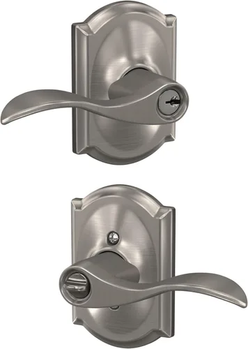 Miniatura 45 de SCHLAGE - Manija de puerta Accent con cerradura de paso libre para pasillo y armario en bronce antiguo - F10 ACC 716 Bronce Envejecido