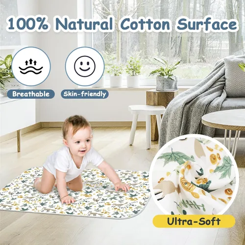 Miniatura 2 de Cambiador de pañales para bebé, 31.5 x 21.5 pulgadas, extra grande, impermeable, absorbente, portátil, cambiador reutilizable para viajes o uso