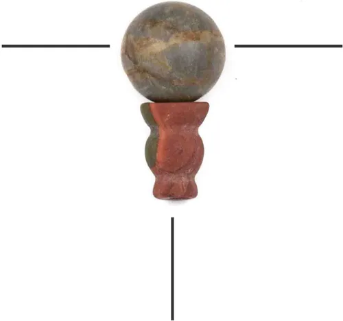 Miniatura 18 de Cherry Blossom Beads Piedra preciosa Mala Guru Bead – Turquesa africana – Tres agujeros 0.394 in redondo con torre de 0.276x0.394 in – Tres