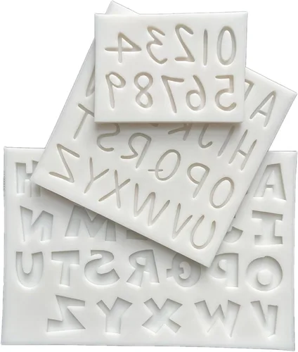 Miniatura 10 de Juego de moldes de silicona de 3 piezas para letras y números en forma de rayos mágicos - Ideal para pasteles de fondant, chocolate, manualidades