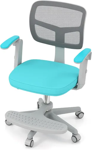 Miniatura 16 de GLACER Silla de escritorio para niños, silla de estudio giratoria de malla ajustable con ruedas, brazos, silla ergonómica para computadora