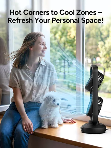 Miniatura 7 de DR.PREPARE Ventilador de Torre Pequeño Ventiladores de Mesa Oscilantes con inclinación de 270°, oscilación de 105°, 3 velocidades y 3 temporizadores
