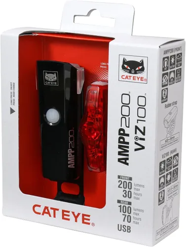 Miniatura 6 de CATEYE AMPP & ViZ - Kit combinado de luces para bicicleta recargables USB – IPX4 impermeable de alto lumen AMPP Opticube™ LED y luz de seguridad