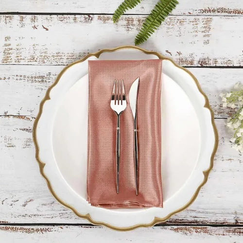 Miniatura 9 de Efavormart - Servilletas de lino de satén de terracota de 20 x 20 pulgadas para decoración de bodas, cumpleaños, restaurantes, fiestas, 25