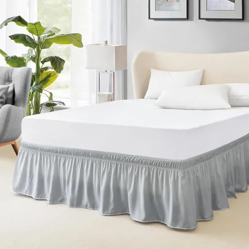 Miniatura 13 de FreshCulture Falda de cama King, con volantes antipolvo para cama de tamaño King, fácil ajuste con caída a medida de 15 pulgadas, falda de cama