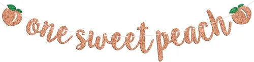 Cartel con texto en inglés «One Sweet Peach» con tema de durazno para niños, decoración de fiesta de baby shower, suministros para niños y niñas