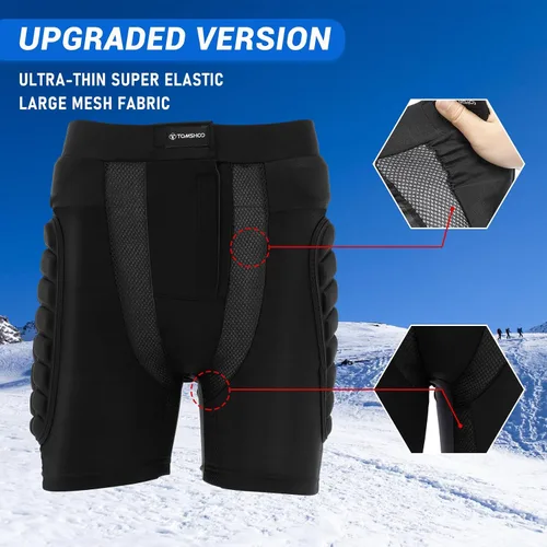 Miniatura 4 de TOMSHOO 3D Hip Protective Snowboard Butt Pads Impact Shorts Tailbone Protection Crash Pants for Skiing Skateboarding, Men Women