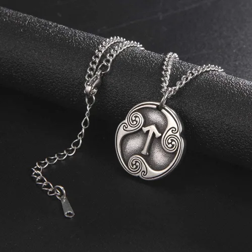 Miniatura 7 de TEAMER Collar con colgante de amuleto de acero inoxidable de 24 runas de los vikingos nórdicos, joyería con símbolo de la suerte y la bendición