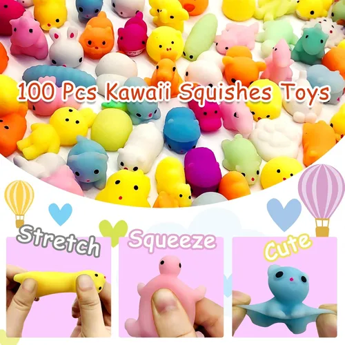 Miniatura 2 de LENYOQIN 100 Juguetes Squishy Mochi Kawaii, Juguetes Blandos para Niños para Recuerdos de Fiesta, Mini Juguetes para Alivio del Estrés Sensorial