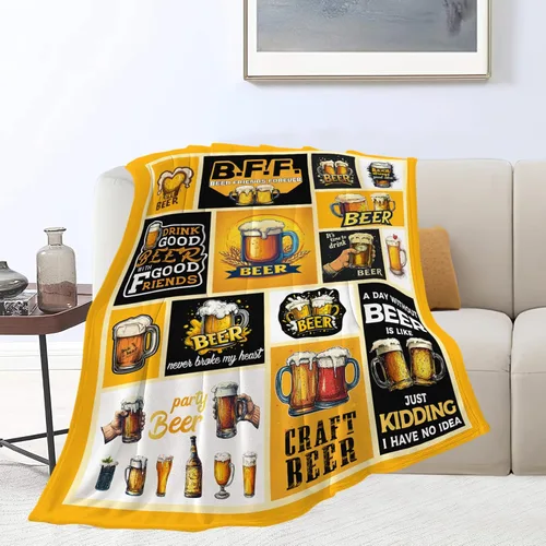 Miniatura 6 de Manta de cerveza, manta de bebida de cerveza, regalos para adultos, mujeres y hombres, súper suave y acogedora manta de felpa mullida mullida