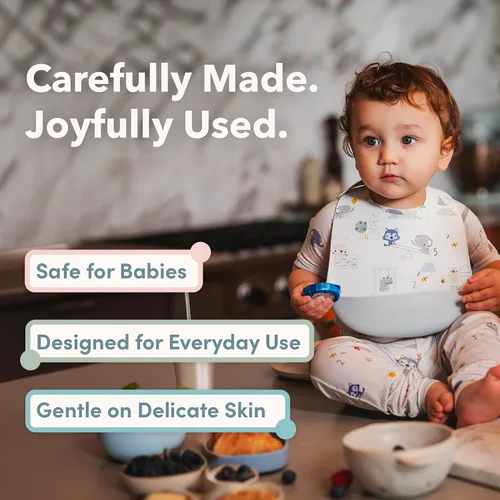 Miniatura 2 de Loulou Lollipop - Babero de silicona suave y resistente al agua para bebés y niños pequeños de 3 a 36 meses, fácil de limpiar, ajustable y agarra