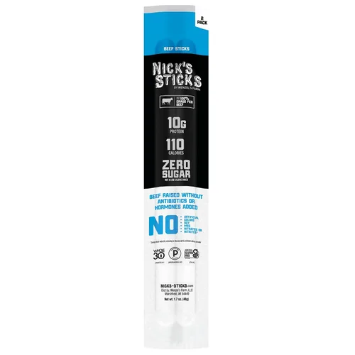 Miniatura 4 de Palitos de carne de res alimentada con pasto Nick's Sticks, sin gluten, sin antibióticos u hormonas (25 paquetes de 2 palitos)
