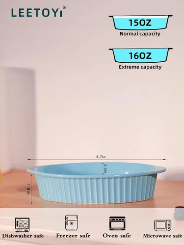 Miniatura 8 de LEETOYI Juego de 4 moldes ovalados de porcelana para gratinar, para 1 o 2 personas, utensilios para hornear con doble asa para cocina y hogar