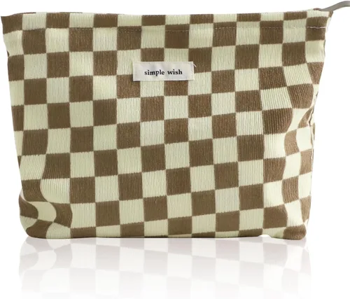 Miniatura 10 de Wudygirl Bolsa de maquillaje de lona para mujer, organizador estético de maquillaje, bolsa de maquillaje de viaje, bolsa de aseo para bolso, bolsa