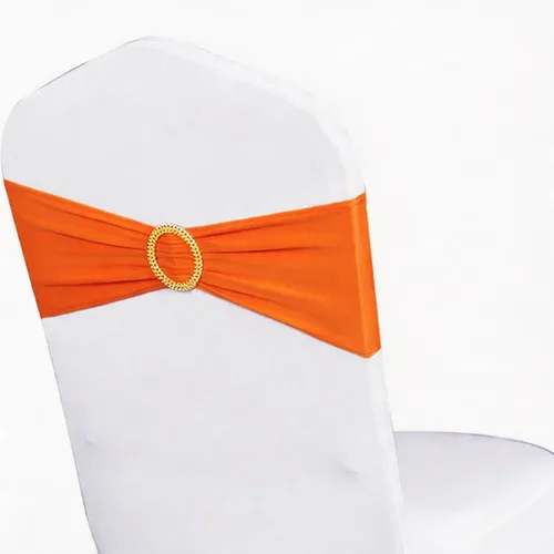 Miniatura 36 de Paquete de 50 bandas elásticas para sillas de bebé azul para boda, bandas elásticas de licra con hebilla deslizante, arcos de sillas de spandex