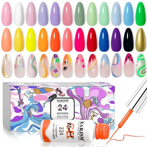 Miniatura 9 de RARJSM Juego de esmaltes de uñas de gel metalizados para arte de uñas, negro, plata, oro rosa, azul, verde, rojo, con brillantina, 12 colores, 0.2