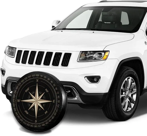 Miniatura 4 de Cubierta de Neumático de Repuesto Rosa Brújula Negra UV Impermeable a Prueba de Polvo para Rueda de Repuesto, Adecuada para Remolque, RV, SUV