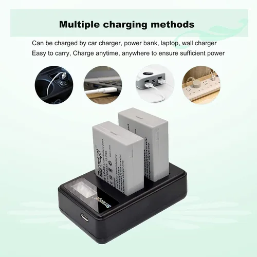 Miniatura 5 de Bonadget Paquete de 2 baterías LP-E8 y cargador dual LCD compatible con cámara digital Canon Rebel T3i T5i T2i T4i, EOS 700D 600D 550D 650D, Kiss X4