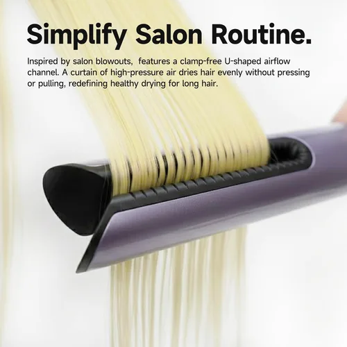 Miniatura 2 de JELLYFISH Secador de pelo y alisador de aire, alternativa de cepillo secador de pelo para cabello largo, estilizador de soplado sin abrazadera