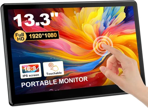 Miniatura 9 de Monitor de pantalla táctil portátil de 15.6 pulgadas, FHD 1920 × 1080 IPS Ra Pi Monitor de pantalla táctil para portátil HDMI, VGA, DVI, pantalla