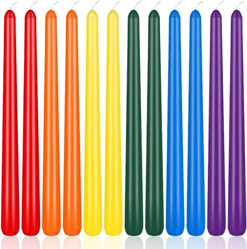 Miniatura 10 de Velas cónicas de colores de 10 pulgadas para entornos religiosos y espirituales, paquete de 12 velas sin perfume para vacaciones, celebración de 12