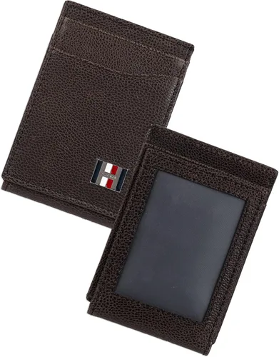 Miniatura 7 de Tommy Hilfiger Cartera delgada de cuero con bolsillo frontal para hombre, Negro