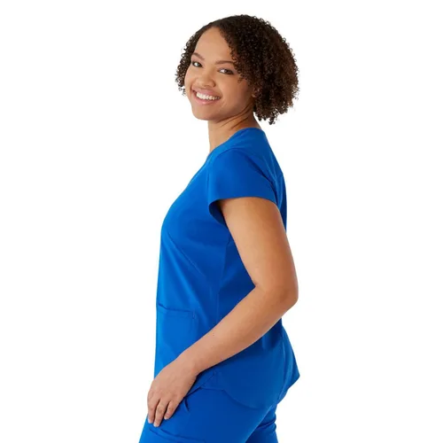 Miniatura 5 de ave. Camiseta médica Monroe con cuello en V y dos bolsillos para mujer, color azul real, talla S