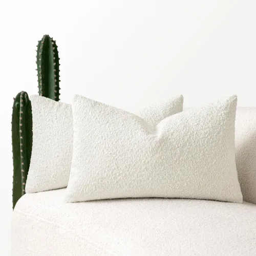 Miniatura 20 de MIULEE - Juego de 2 fundas de almohada decorativas con textura de bucle, de 50 x 50 cm, para sofá y cama, almohadas de invierno neutras, fundas