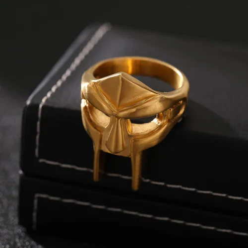 Miniatura 7 de Yumikoo Doom - Anillo de máscara dorado - Anillos de acero inoxidable de titanio para hombre