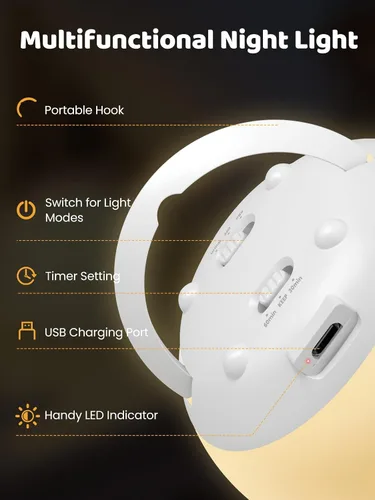 Miniatura 4 de Luz de huevo para guardería, batería de 2600 mAh con tiempo de funcionamiento de 150 horas, luz cálida de 3000 K y RGB 16 colores, atenuación