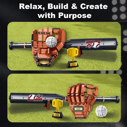Miniatura 4 de Día del Padre para papás del béisbol y fanáticos de los deportes, juego de construcción de béisbol para adultos, 1021 piezas de juguete