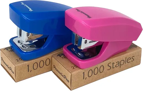 Miniatura 8 de Aria Premium - Juego de mini grapadoras con desgrapadoras integradas, 2000 grapas estándar incluidas, para oficina, escuela y viajes, juego de 2