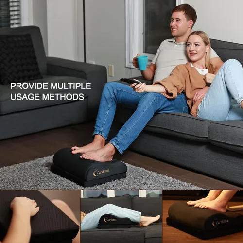 Miniatura 6 de Reposapiés para debajo del escritorio en el trabajo, reposapiés ergonómico para aliviar el dolor con fundas lavables, reposapiés antideslizante Negro