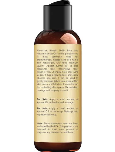 Miniatura 2 de Handcraft Blends Aceite de Semilla de Albaricoque - Prensado en Frío 4 Fl Oz - 100% Puro y Natural - Aceite Portador de Grado Premium para Piel